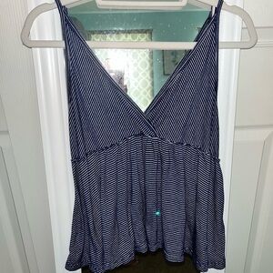Cherish Navy and white size Medium peplum top